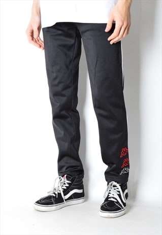 VINTAGE 90S BLACK MINIMALIST KAPPA PANTS
