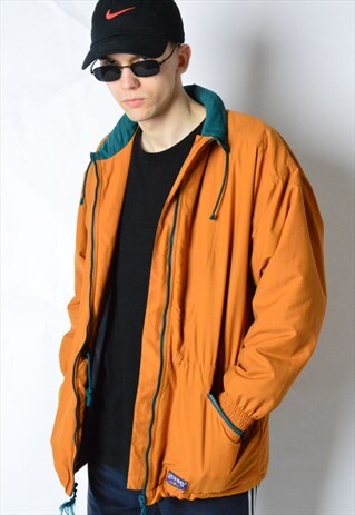 VINTAGE 90S MUSTARD ORANGE JACKET WITH HOOD