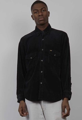 VINTAGE 80'S REPLAY BLACK HEAVY CORDUROY SHIRT
