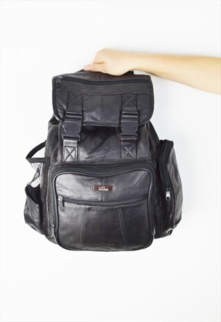 BLACK LEATHER BACKPACK BAG