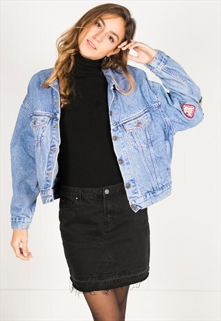 VINTAGE 80S LEVI'S PATCHED DENIM JACKET / R0927