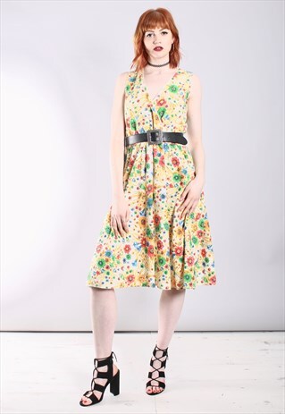 VINTAGE 60S FLOWER POWER WRAP MIDI DRESS