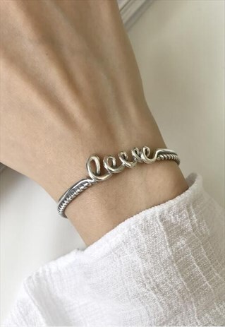 VINTAGE OPEN LOVE STERLING SILVER BRACELET