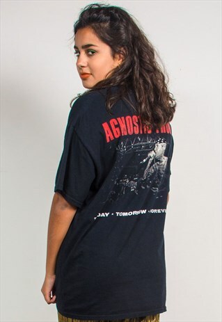VINTAGE 90S BLACK AGNOSTIC FRONT BAND T-SHIRT