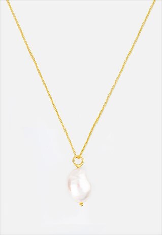 WOMEN'S PENDANT NECKLACE WITH BAROQUE PEARL - GOLD