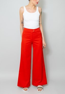 70's Original Red Ladies Vintage Flares Trousers 