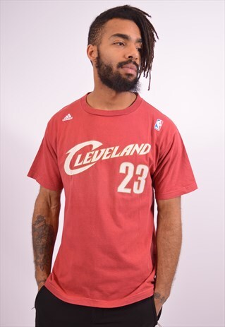 ADIDAS MENS VINTAGE CLEVELAND T-SHIRT TOP MEDIUM RED 90S