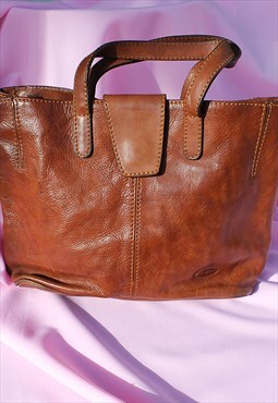Brown Real Leather Tote Bag