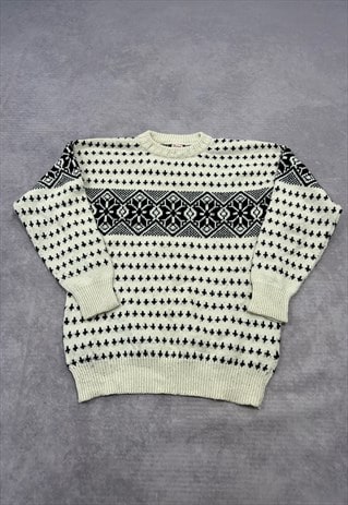 VINTAGE KNITTED JUMPER ABSTRACT PATTERNED KNIT SWEATER