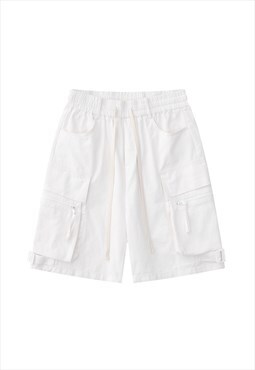 Cargo pocket shorts premium skater pants in white