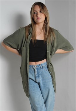 Vintage 80's Oversize Baggy Blouse Top Green