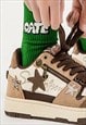 STAR PATCH SNEAKERS CHUNKY SOLE TRAINERS SKATER SHOES BROWN