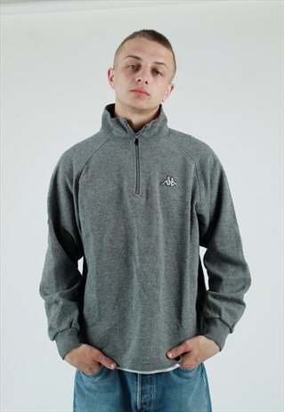 00S KAPPA CHARCOAL GREY 1/4 ZIP SWEATSHIRT