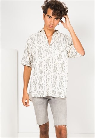 VINTAGE 80S CRAZY PRINT SHIRT / S1721