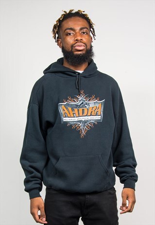 HARLEY DAVIDSON 90'S VINTAGE BLACK FLAME HOODIE SWEATSHIRT