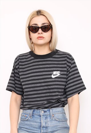 VINTAGE 90S NIKE BLACK STRIPED TOP T-SHIRT
