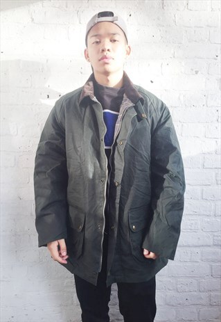 VINTAGE 90'S MENS HUNTER/WAX CORDUROY COLLAR OVERCOAT/PARKA