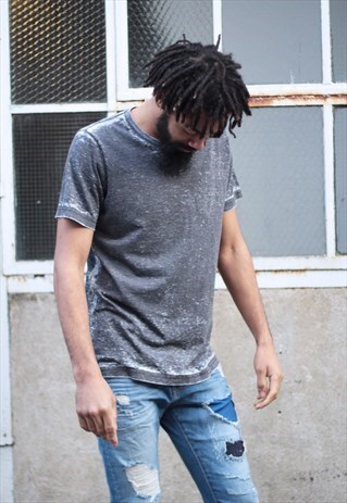 SALE - BURNOUT WASHED BLACK TEE