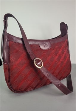 Vintage Balenciaga Burgundy Monogram Shoulder Bag.