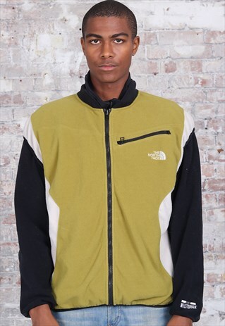 VINTAGE NORTH FACE FULL ZIP LOGO FLEECE BLACK YELLOW