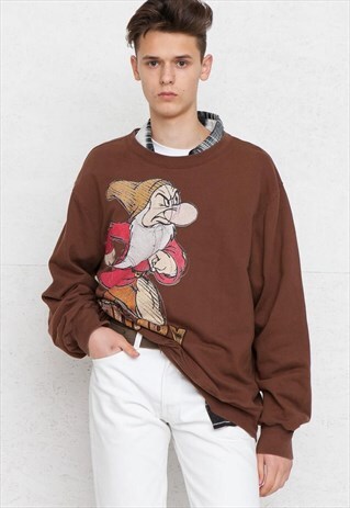 VINTAGE BROWN DISNEY CREW NECK PULLOVER SWEATSHIRT