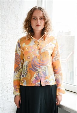 Vintage 70's Multicolour Floral Print Bohemian Blouse