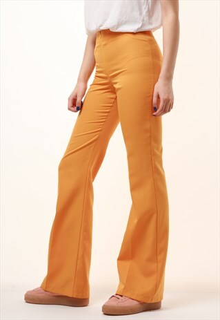 90S VINTAGE ORANGE HIGH WAISTED FLARE TROSERS 922