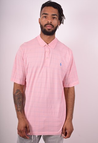 POLO RALPH LAUREN MENS VINTAGE POLO SHIRT LARGE PINK 90S