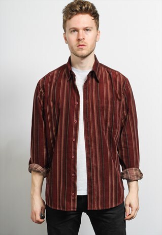 VINTAGE CORDUROY CORD STRIPED SHIRT