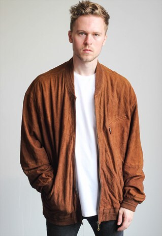 VINTAGE OVERSIZED SUEDE BOMBER JACKET