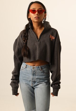 VINTAGE CHAMPION COLLEGE CROPPED 1/4 ZIP SWEATSHIRT