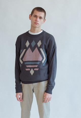 VINTAGE 80S FUNKY JUMPER WITH ABSTRACT PATTERN
