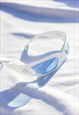 WHITE BLUE WRAP AROUND NARROW SUNGLASSES