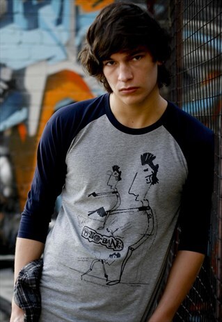BANG BANG AND SCRIBBLE GREY PUNK PATTERN FESTIVAL TOP