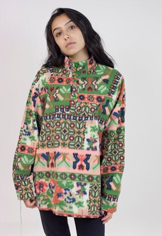 VINTAGE 90S PATTERNED FLEECE JUMPER
