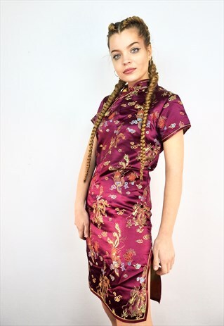 BEAUTIFUL BRIGHT PURPLE VINTAGE CHINESE DRESS