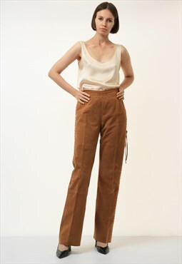 80s Leather Suede Woman Pants size 10 Medium 4331