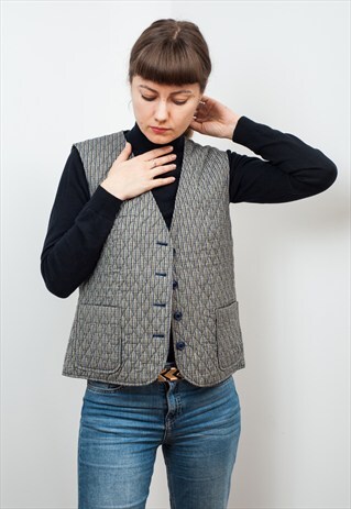 80'S QUILTED VINTAGE PLAIDS WAISTCOAT