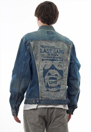 VINTAGE LEVIS LAST GANG TOUR TRUCKER BLUE DENIM JEANS