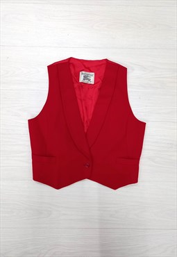 80's Vintage Burberrys London Waistcoat Red 