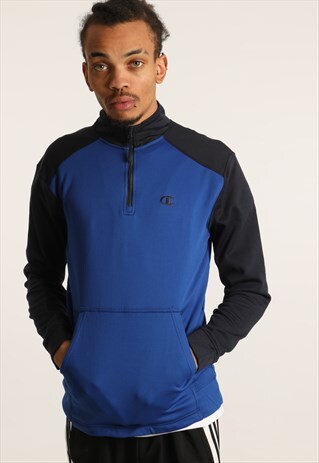 VINTAGE CHAMPION EMBROIDERED LOGO 1/4 ZIP SWEATSHIRT