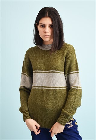 80'S RETRO STRIPED KNIT JUMPER TOP