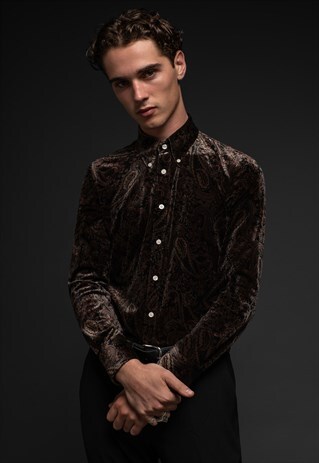 velvet black shirt men's