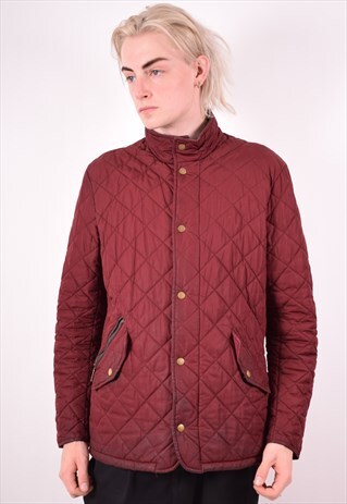 BARBOUR MENS VINTAGE QUILTED JACKET MEDIUM MAROON 90S