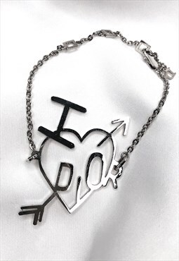 Christian Dior I HEART DIOR Logo Bracelet Silver Monogram