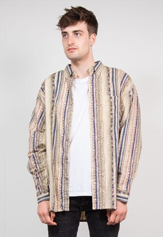 VINTAGE PATTERNED LONG SLEEVE FLANNEL SHIRT
