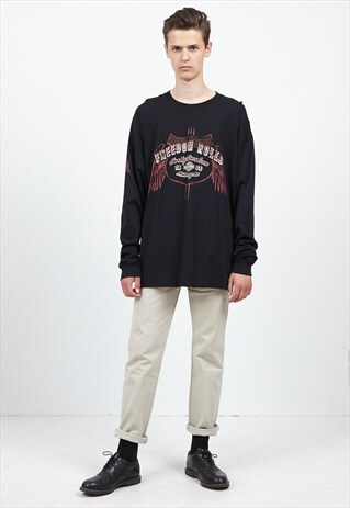VINTAGE BLACK HARLEY-DAVIDSON CREW NECK LONG SLEEVE TOP