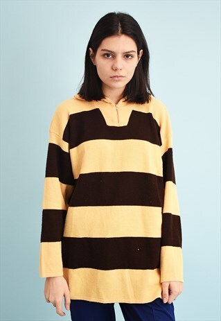 90'S RETRO STRIPED COLOUR BLOCK KNIT JUMPER