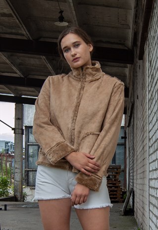 WOMENS VINTAGE RETRO BEIGE JACKET