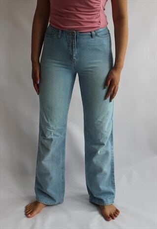Y2K BLUE FADED DENIM HIGH WAIST JEANS